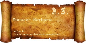 Menczer Barbara névjegykártya